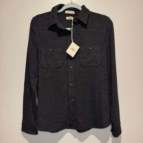 NWT $178 Faherty Legend Sweater Shirt in Heathered Black Twill- Women's Small - Picture 4 of 5